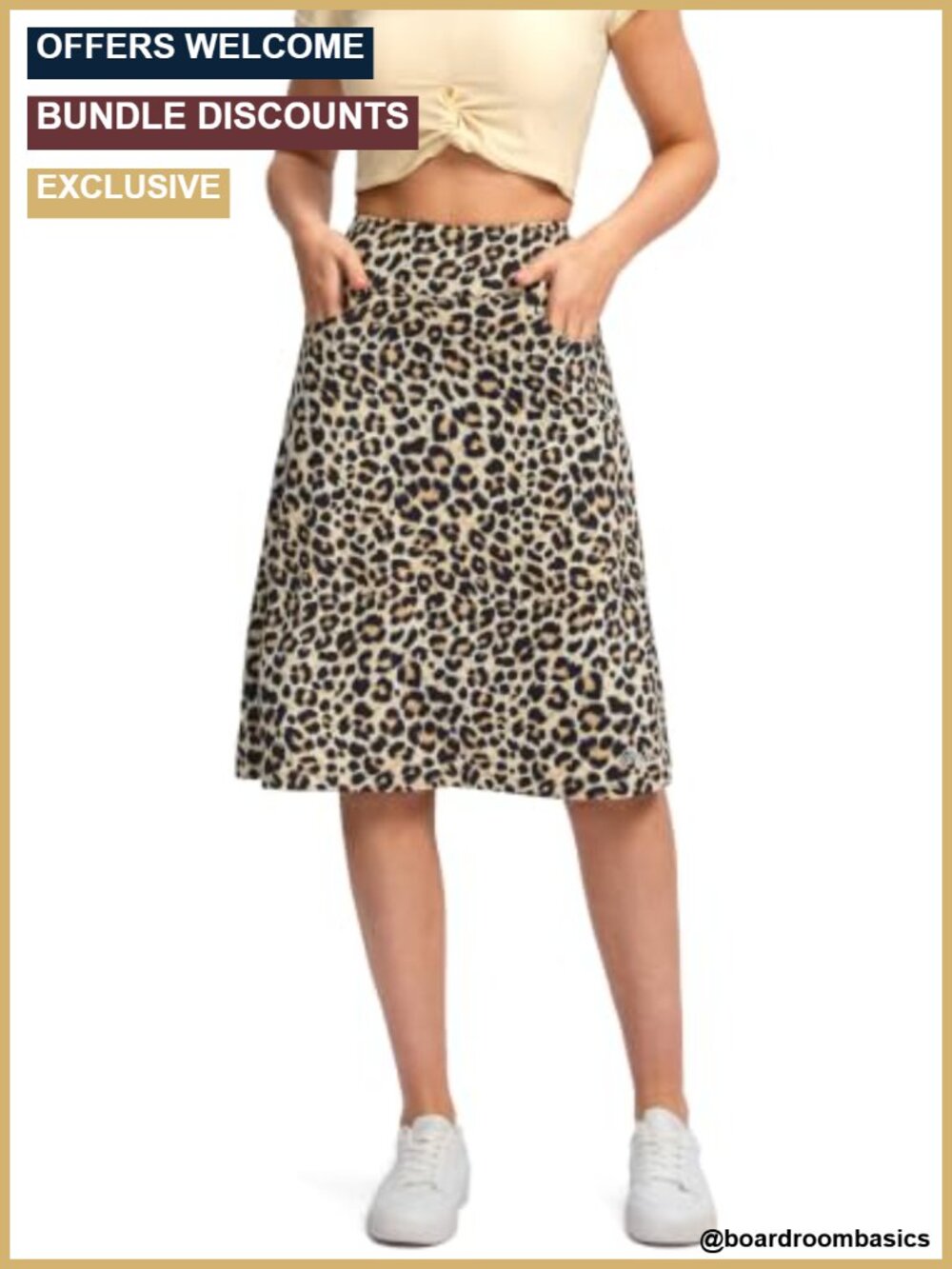 Women's Knee-Length Skort High Waist Zipper Pocket Skorts
